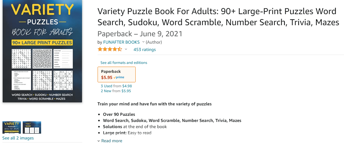 Big Crossword Puzzles Books For Adults Medium: puzzle book for adults &  seniors - activity book for adults