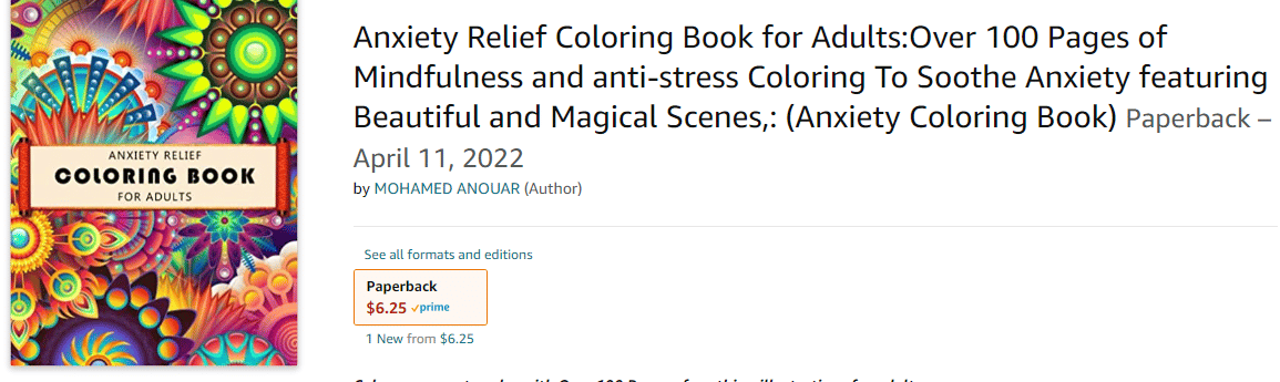 Anxiety Relief Adult Coloring Book: Over 100 Pages of Mindfulness and  anti-stress Coloring To Soothe Anxiety featuring Beautiful and Magical  Scenes, . (Paperback)