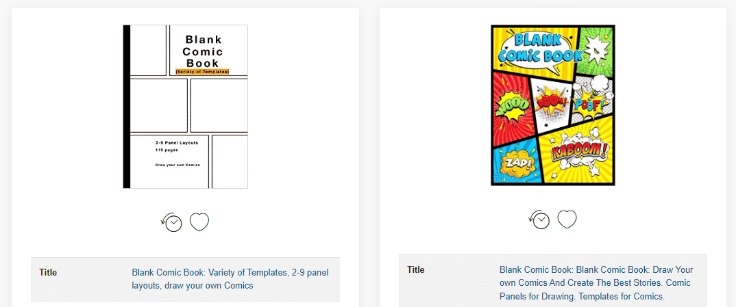 Blank Comic Book: Variety of Templates, 2-9 panel layouts, draw your own  Comics