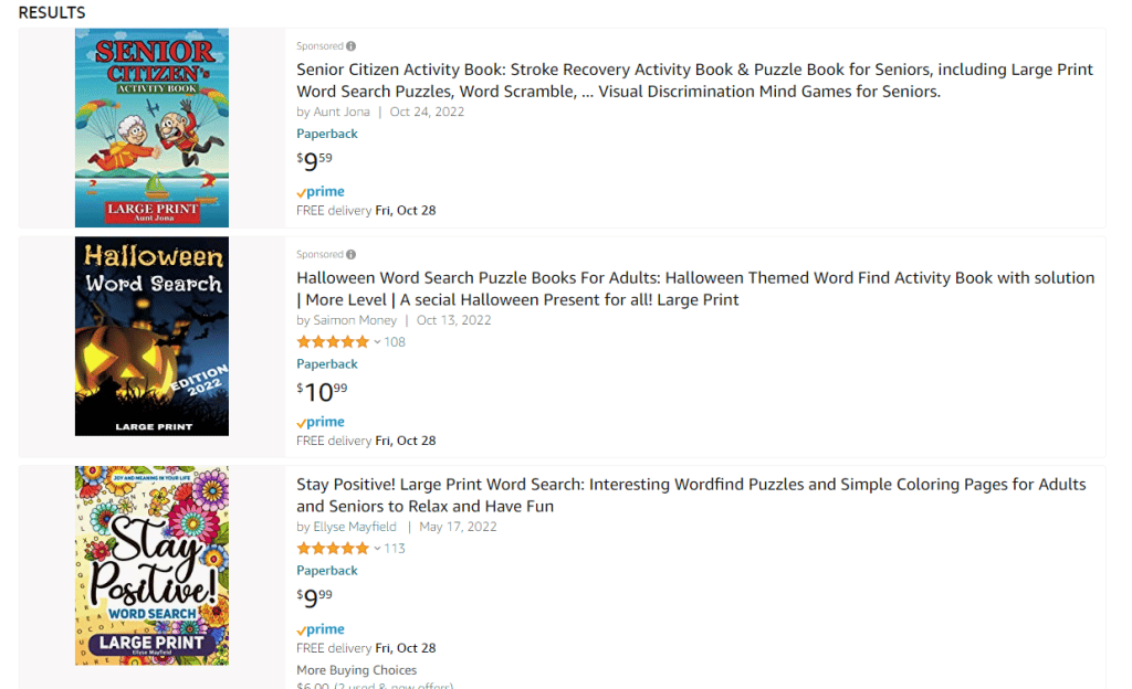 Large Print No And Low content Books How Prolific Are They And What