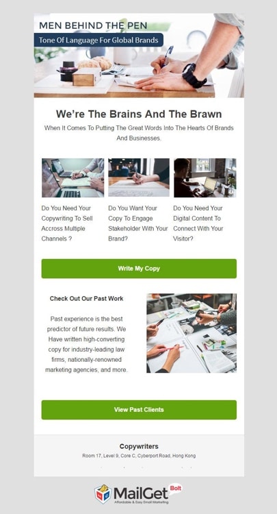 Copywriters Email Template