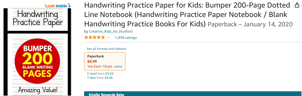 Kindergarten Writing Paper: Handwriting Practice Paper for Kids, Bumper  120-Page