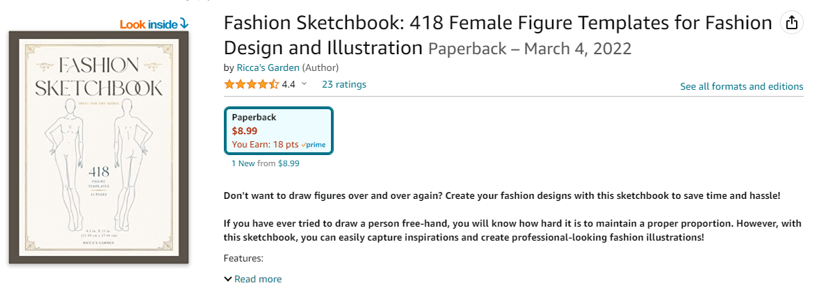 Female Fashion Sketchbook Figure Template: This professional