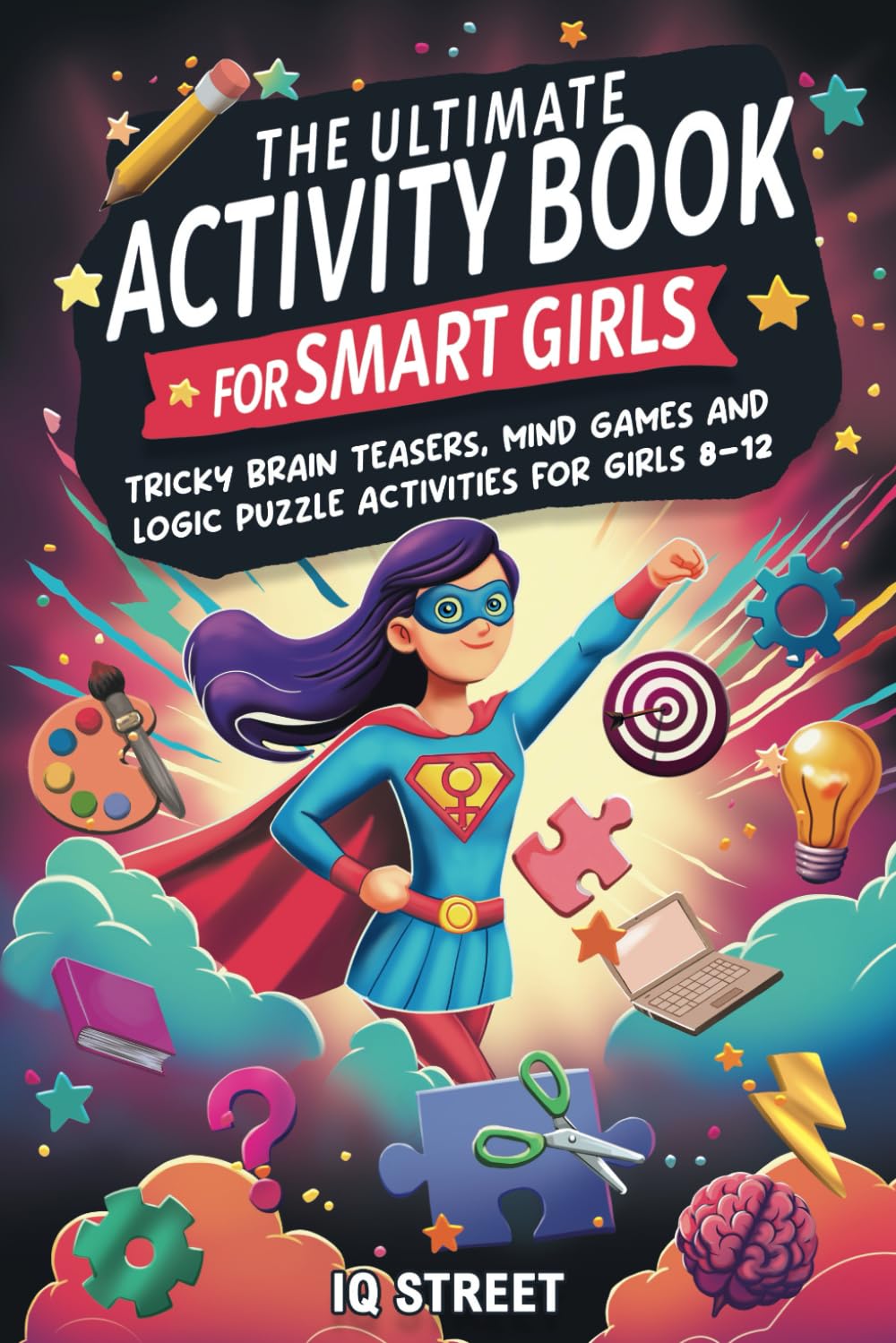 A book cover with a child in a superhero garment Description automatically generated