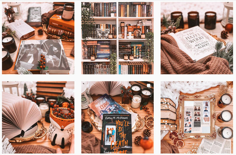 A collage of books and candles Description automatically generated