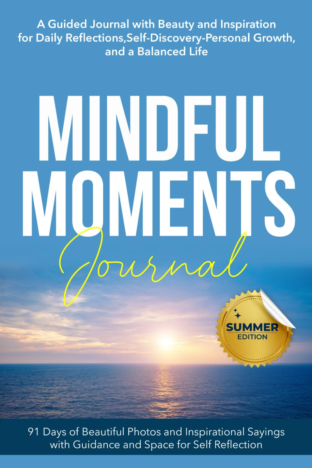 A cover of a book with a sunset over the water Description automatically generated