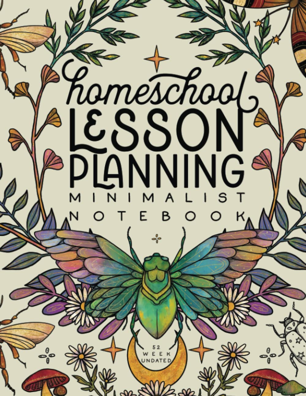 A cover of a notebook with a butterfly and flowers Description automatically generated
