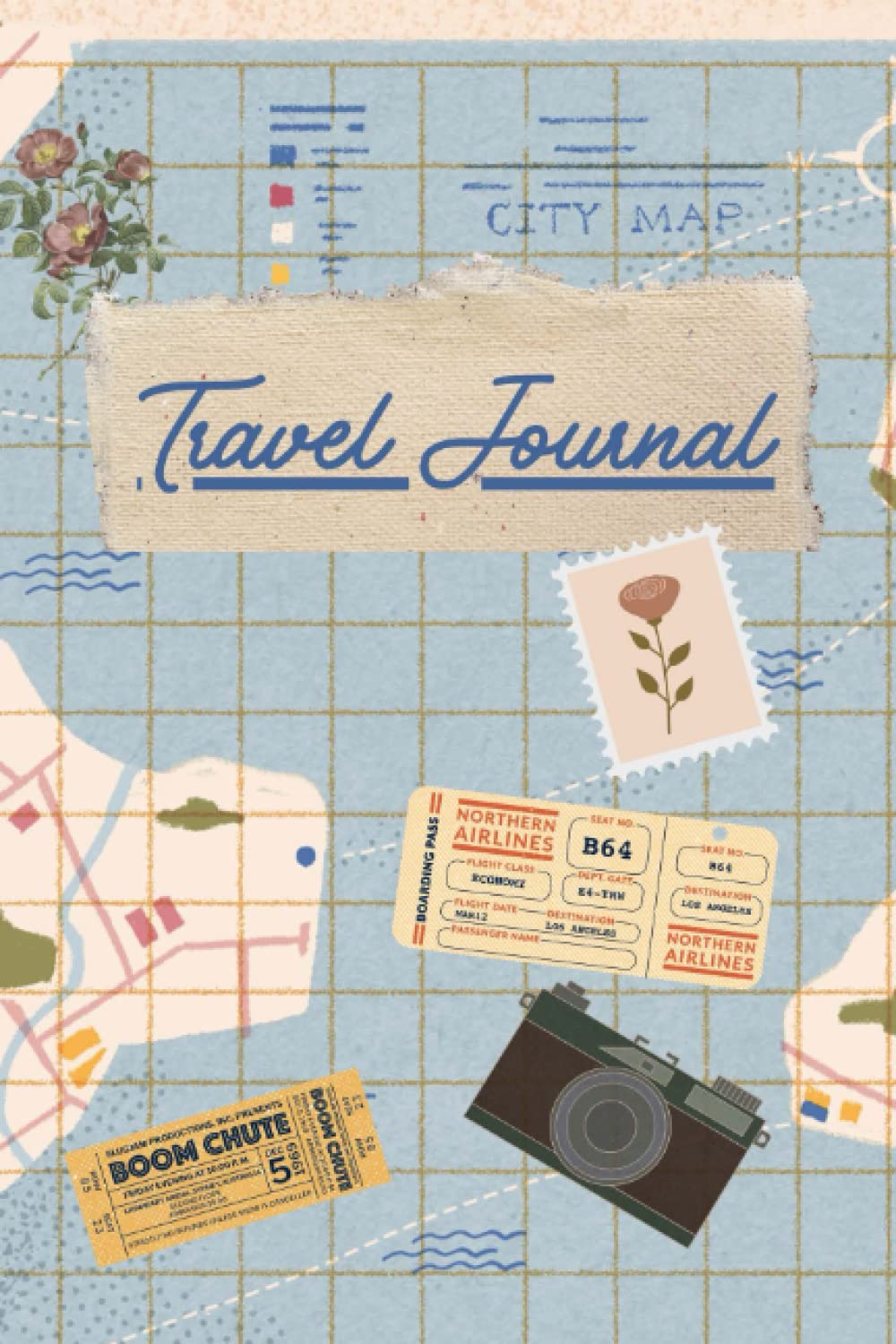 A map with stamps and a camera Description automatically generated