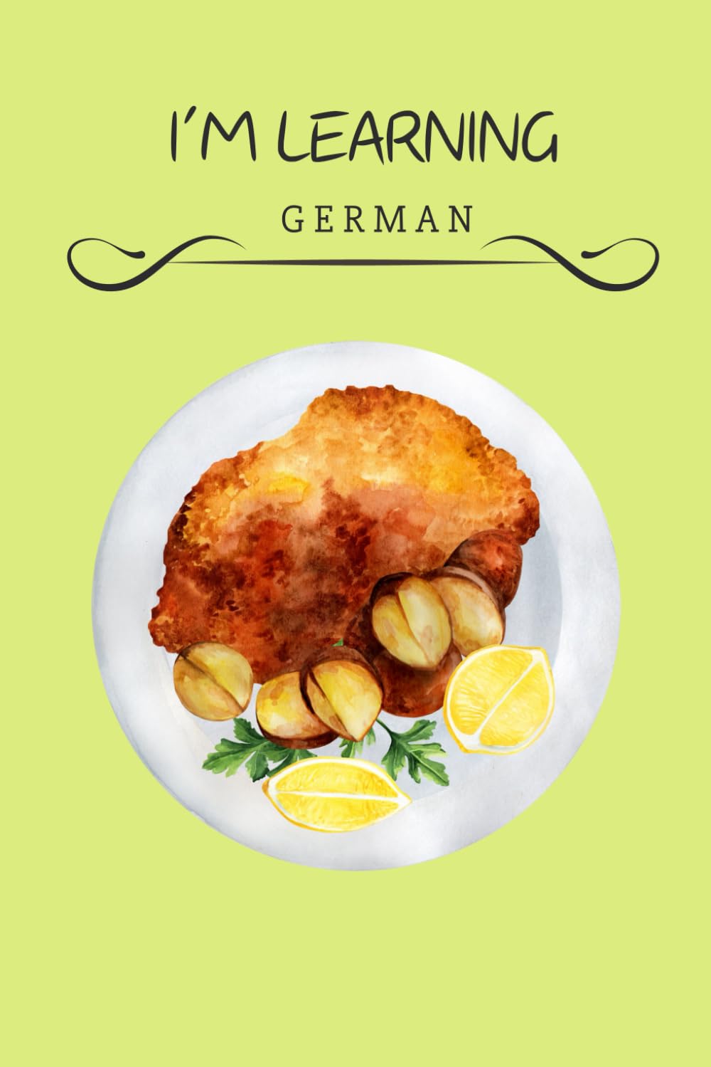 A plate of food with lemons and parsley Description automatically generated