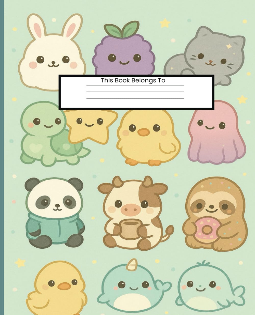 A book with cartoon animals Description automatically generated