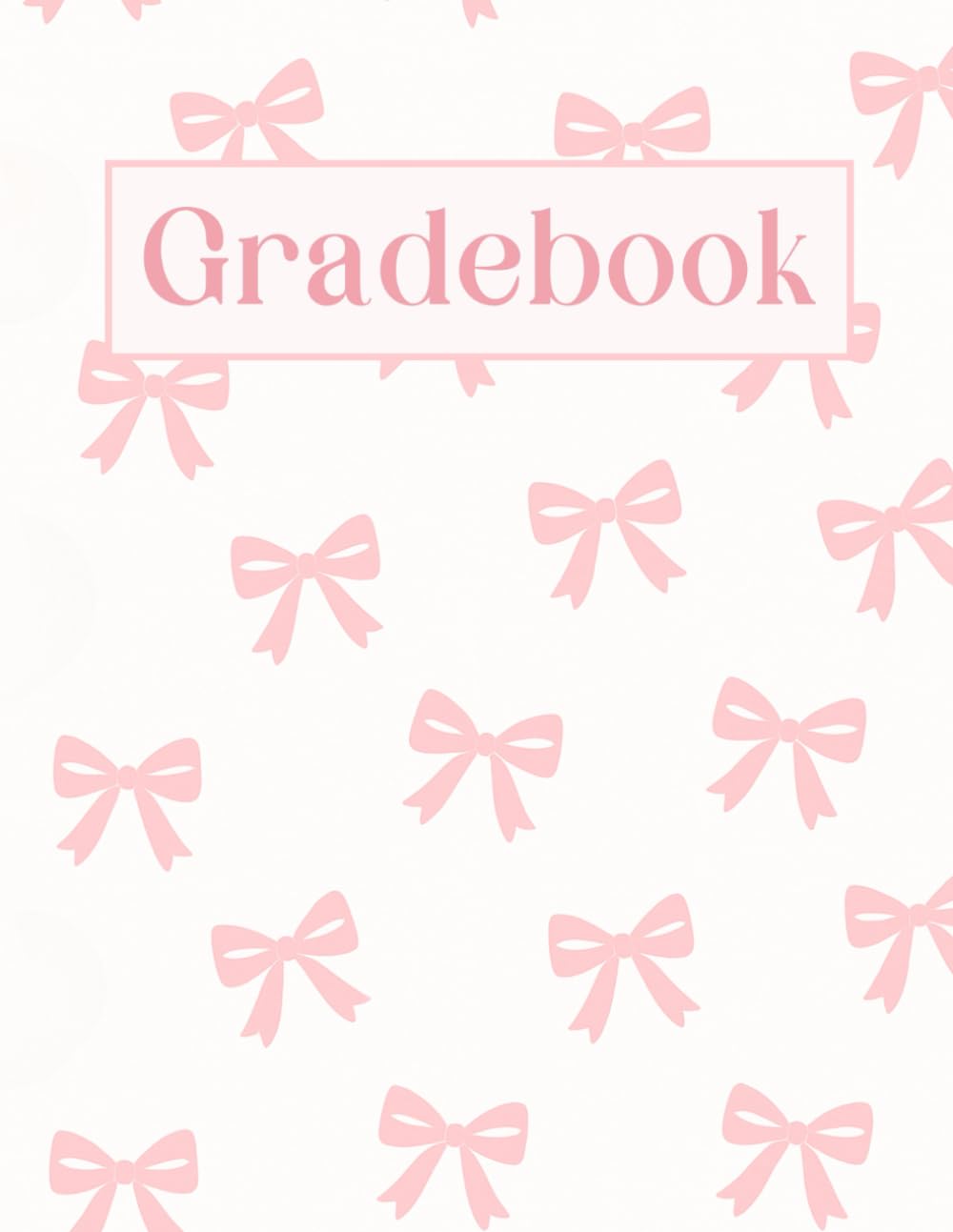 A cover of a notebook with pink bows Description automatically generated