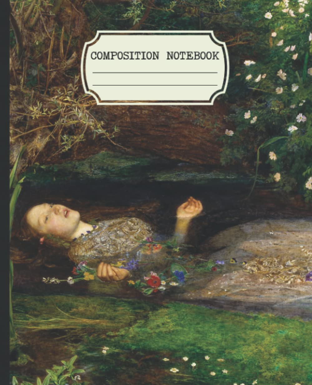 A notebook with a cover and a picture of a person lying on the ground Description automatically generated