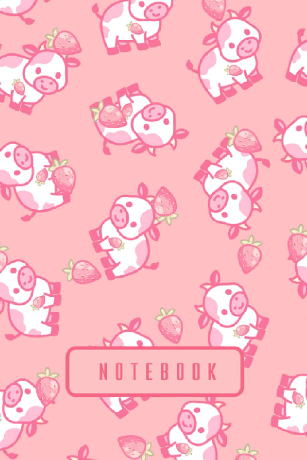 A pink cover with cartoon pigs and strawberries Description automatically generated