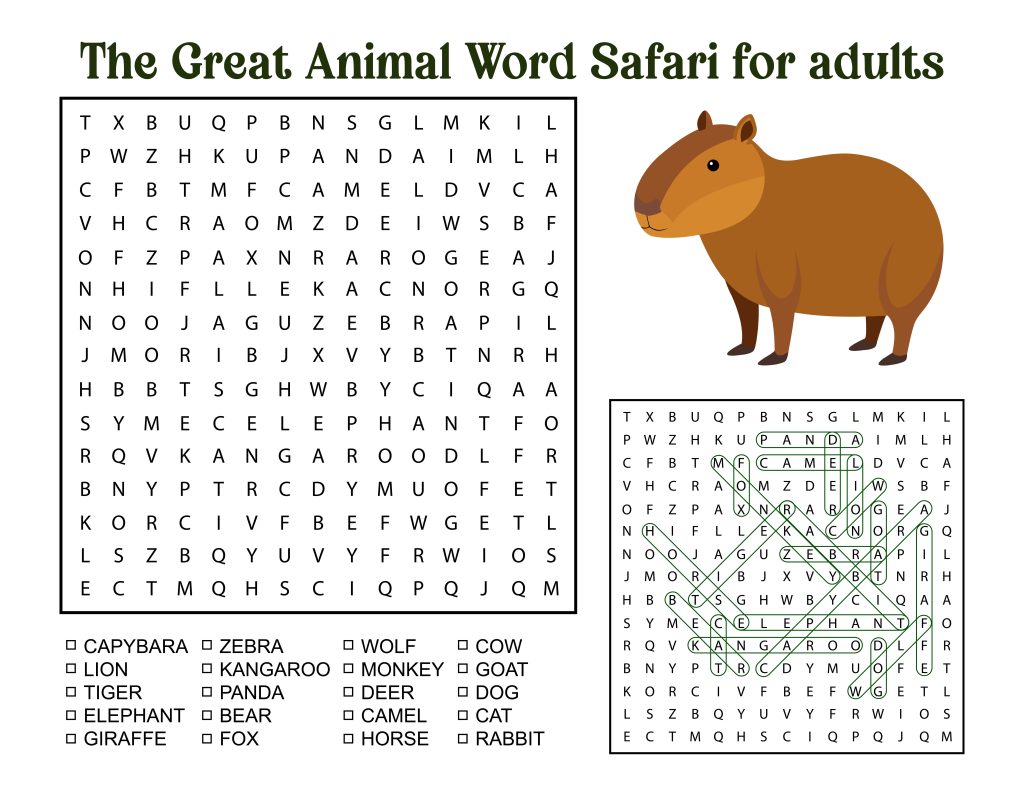 word search cappybara